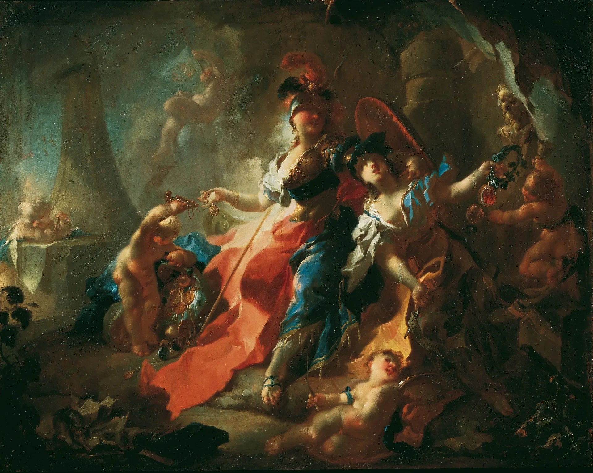 L'Académie et ses attributs aux pieds de Minerve - Franz Anton Maulbertsch image 1 copie peinte à la main à l’huile