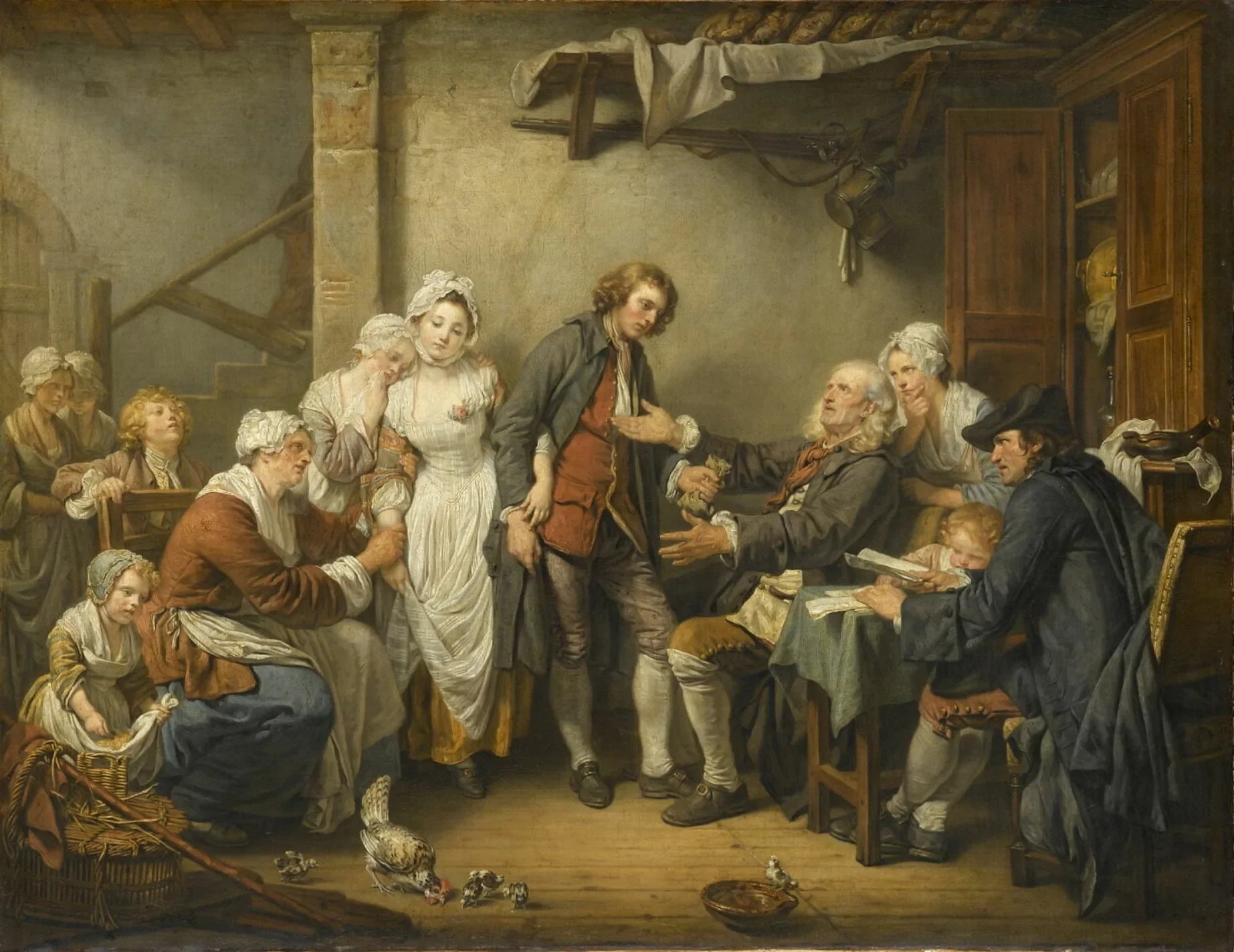 L'Accordée de village - Jean-Baptiste Greuze image 1 reproduction de peinture à l’huile