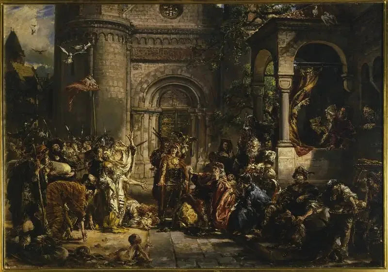 L'accueil des Juifs, de la série « Histoire de la civilisation en Pologne » - Jan Matejko image 1 reproduction de peinture à l’huile