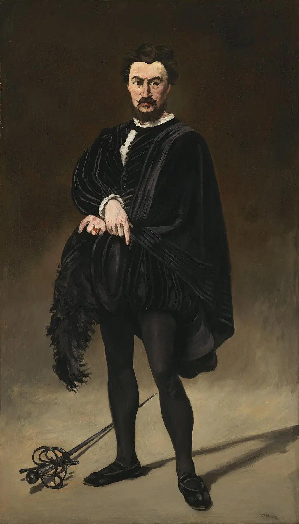 L'acteur tragique: Rouvière dans le rôle de Hamlet - Édouard Manet image 1 tableau peint à l’huile sur toile