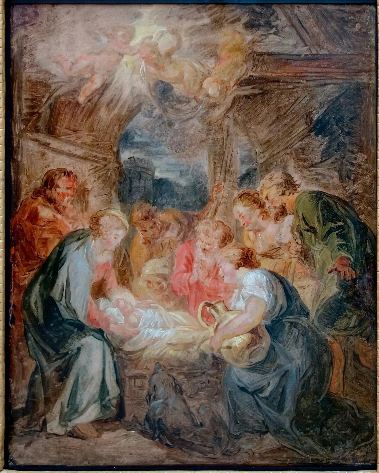 L'Adoration des bergers - Jean-Honoré Fragonard image 1 reproduction de peinture à l’huile