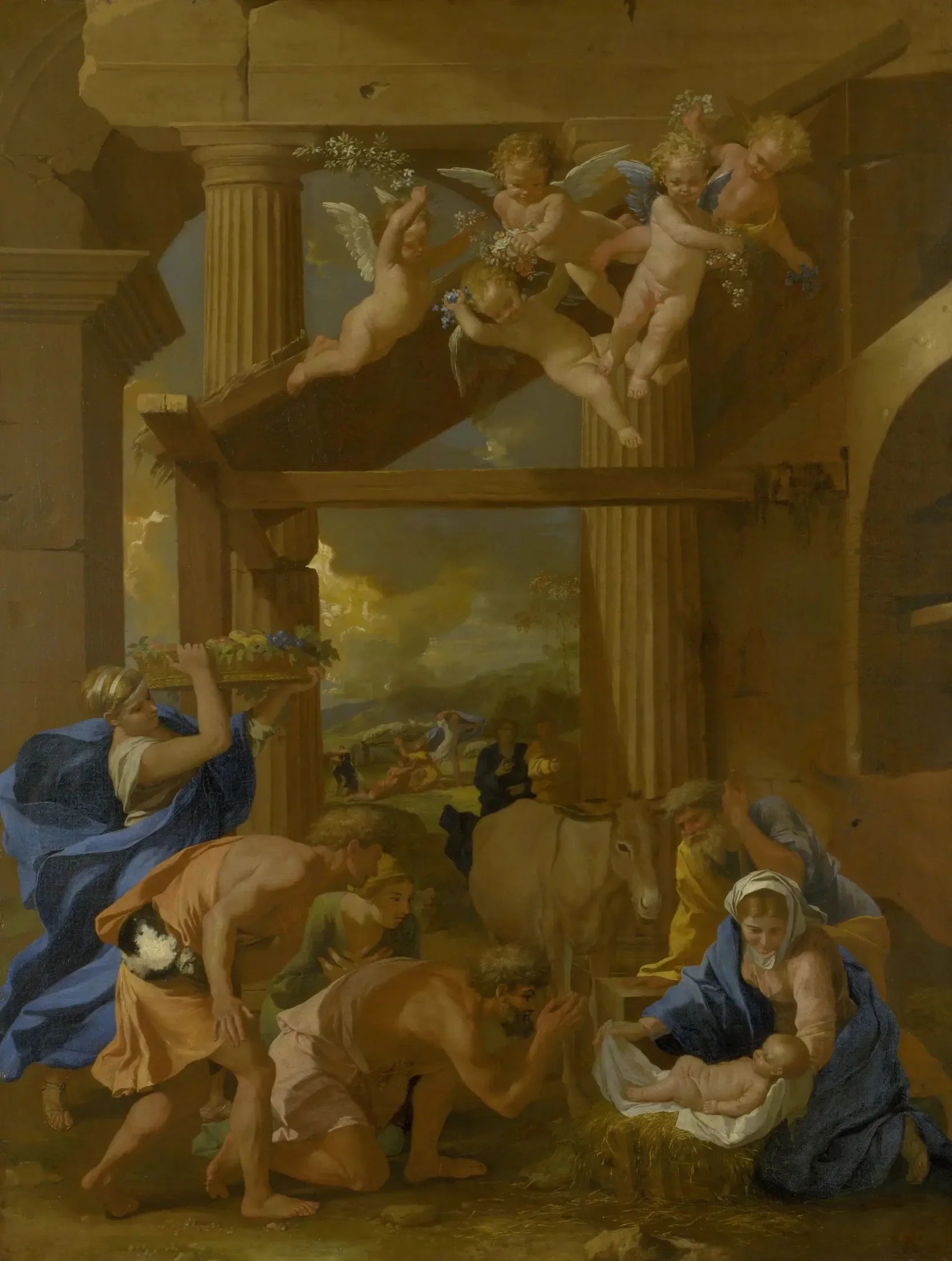 L'Adoration des bergers - Nicolas Poussin image 1 reproduction artisanale de tableau