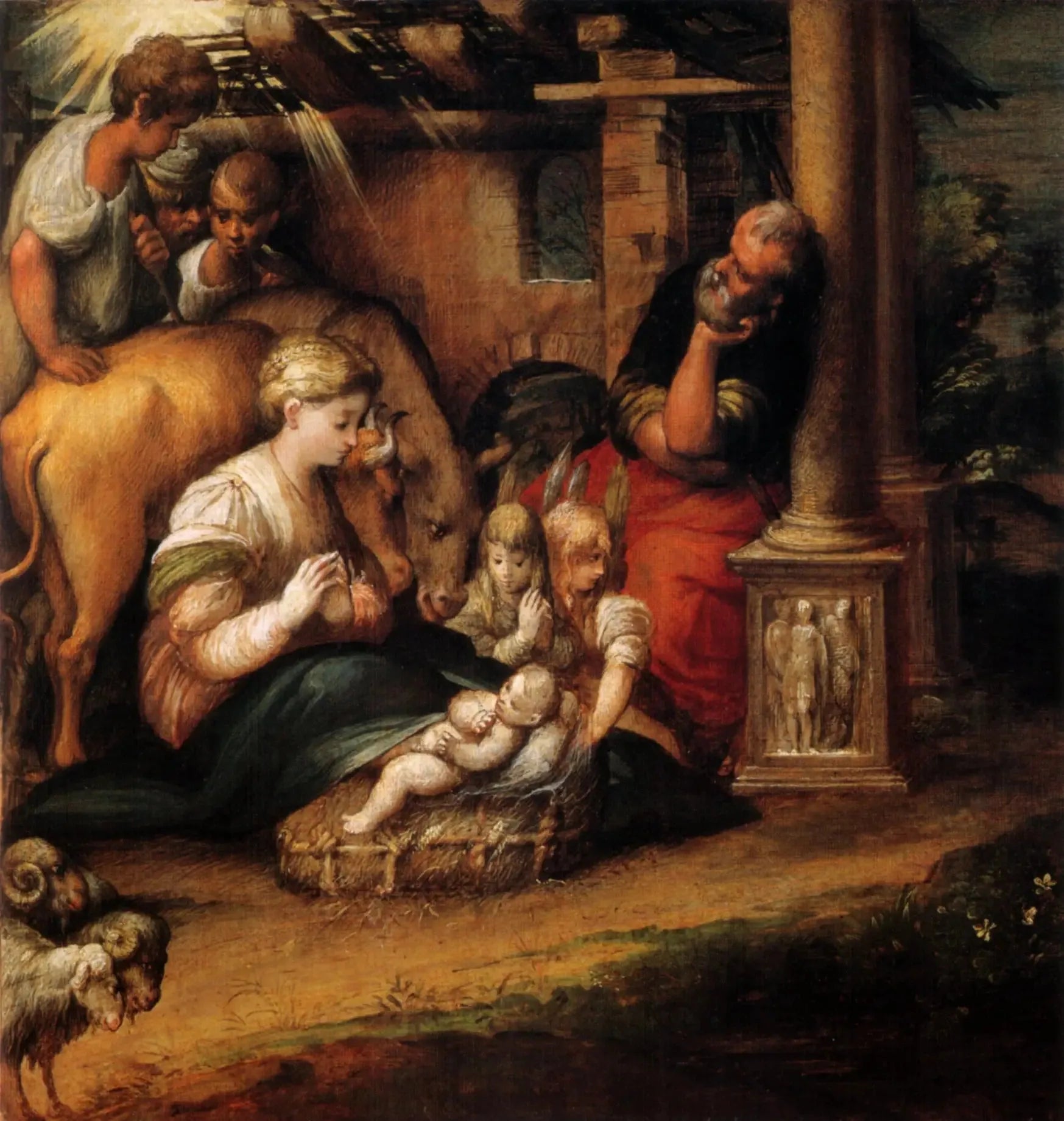 L'Adoration des bergers - Parmigianino image 1 reproduction de peinture à l’huile