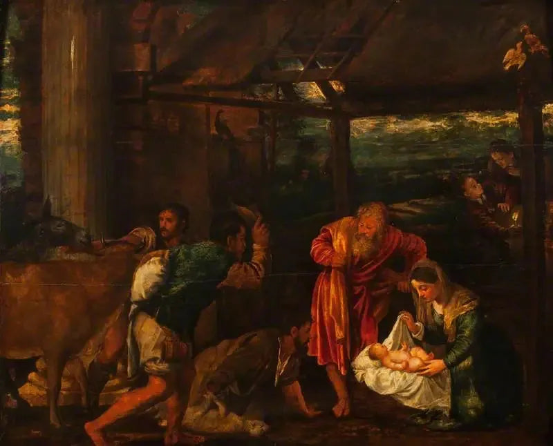 L'Adoration des bergers - Titian image 1 reproduction de peinture à l’huile