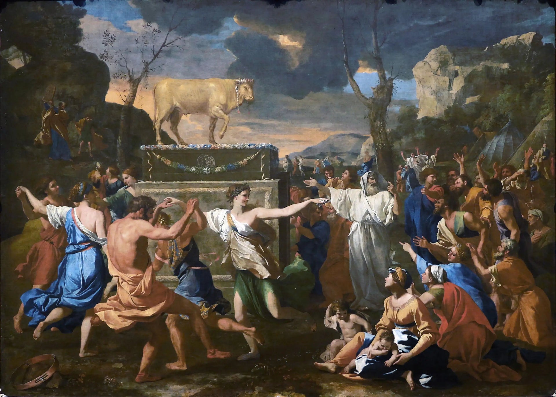 L'Adoration du Veau d'or - Nicolas Poussin image 1 copie peinte à la main à l’huile