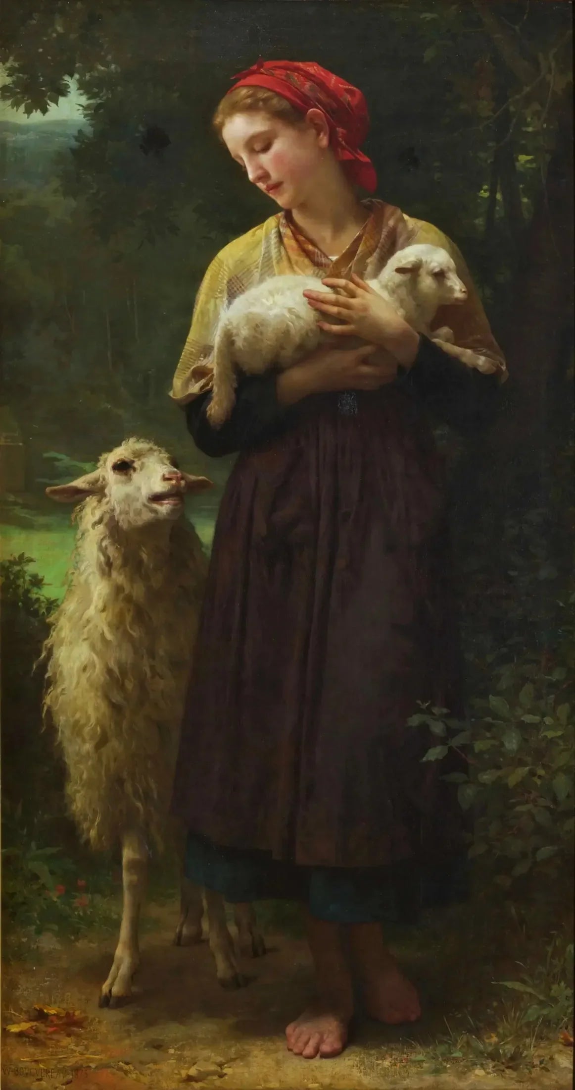 L'agneau nouveau-né - Bouguereau image 1 reproduction de peinture à l’huile