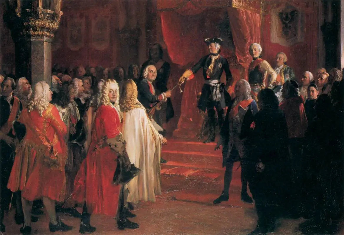 L'allégeance de la Diète de Silésie devant Frédéric II à Breslau - Adolph von Menzel image 1 copie de tableau peinte à la main