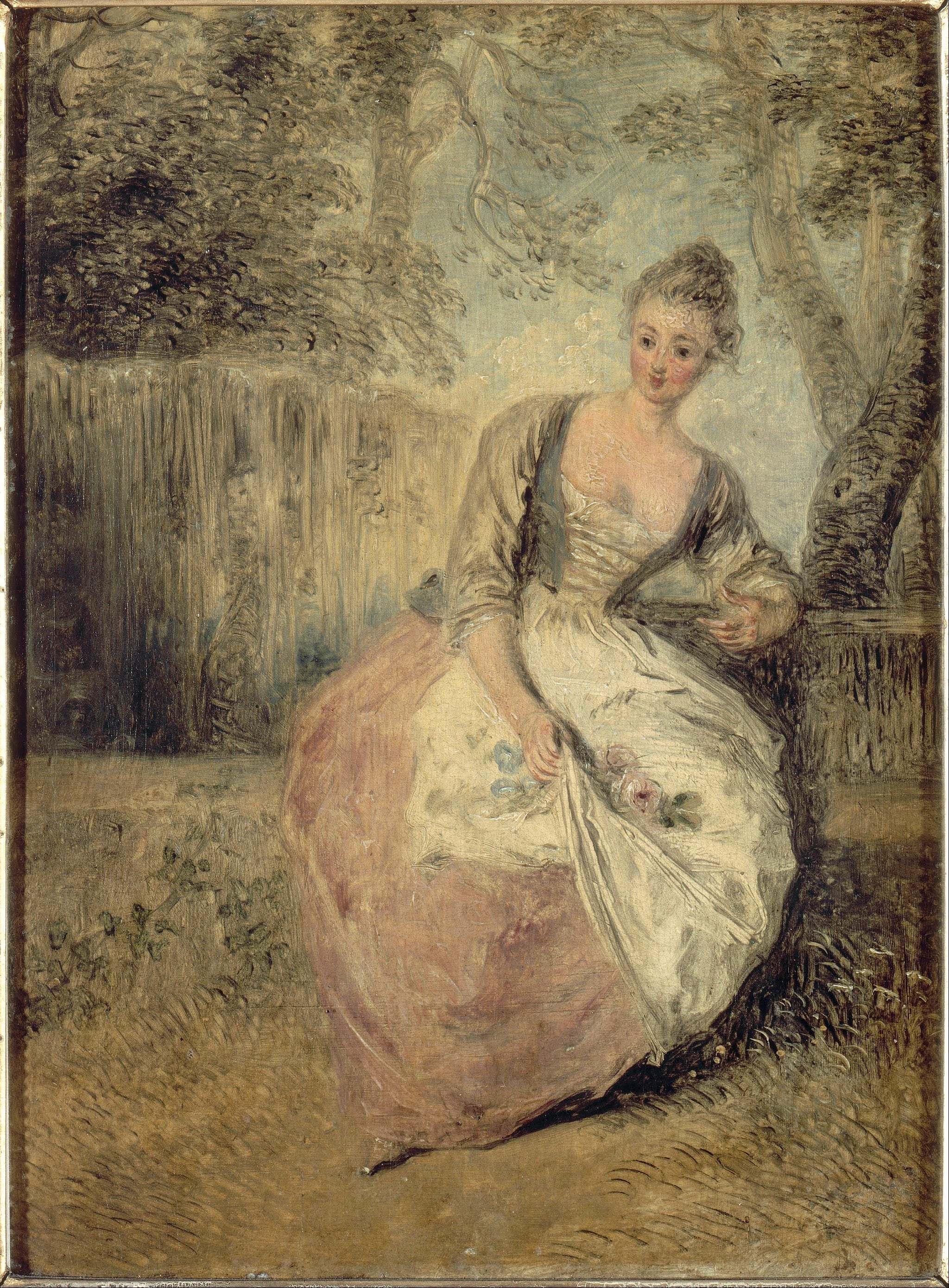 L'Amante inquiète - Antoine Watteau image 1 copie peinte à la main à l’huile
