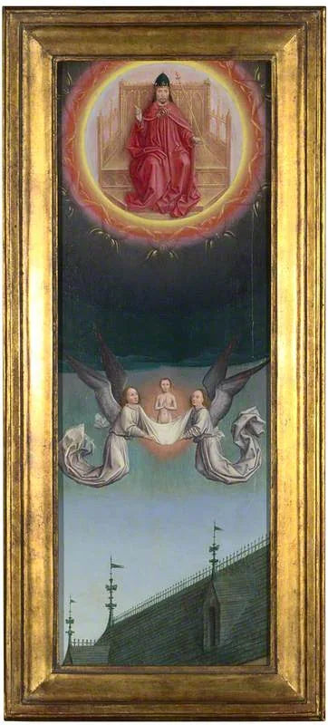 L'âme de saint Bertin emportée vers Dieu - Simon Marmion image 1 tableau peint à l’huile sur toile