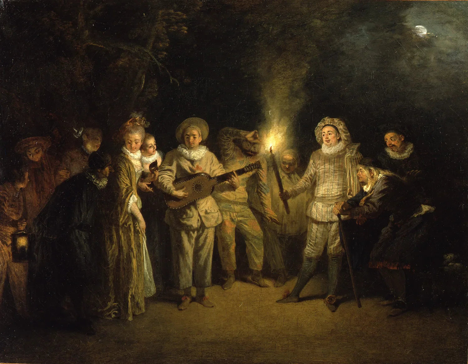 L'amour au Théâtre Italien - Antoine Watteau image 1 reproduction artisanale de tableau