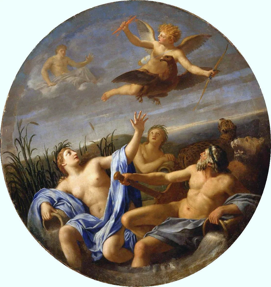 L'Amour dérobe la foudre à Jupiter - Eustache Le Sueur image 1 copie peinte à la main à l’huile