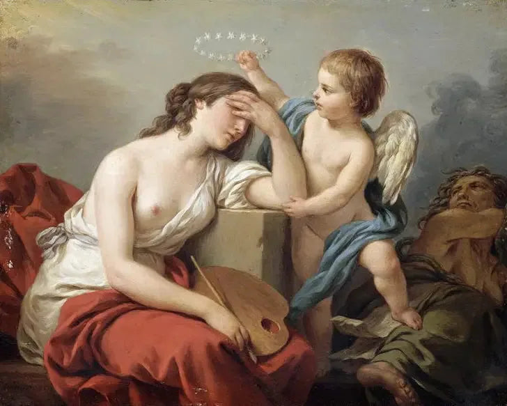 L'Amour des arts console la peinture des écrits ridicules et envenimés de ses ennemis - Louis Jean François Lagrenée image 1 reproduction artisanale de tableau