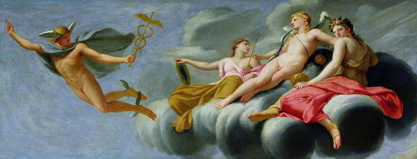 L'Amour ordonne à Mercure d'annoncer son pouvoir à l'univers - Eustache Le Sueur image 1 reproduction d’œuvre d’art à l’huile