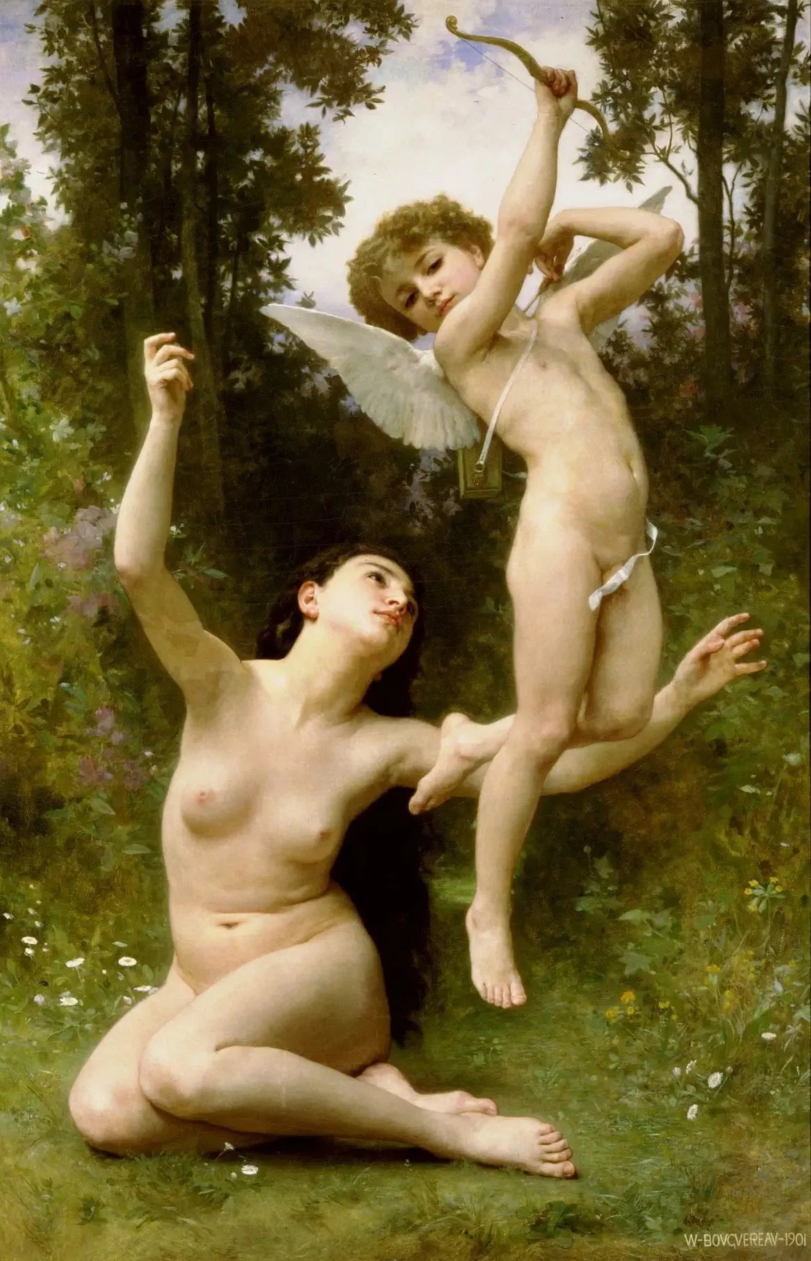 L'Amour s'envole - Bouguereau image 1 reproduction artisanale de tableau