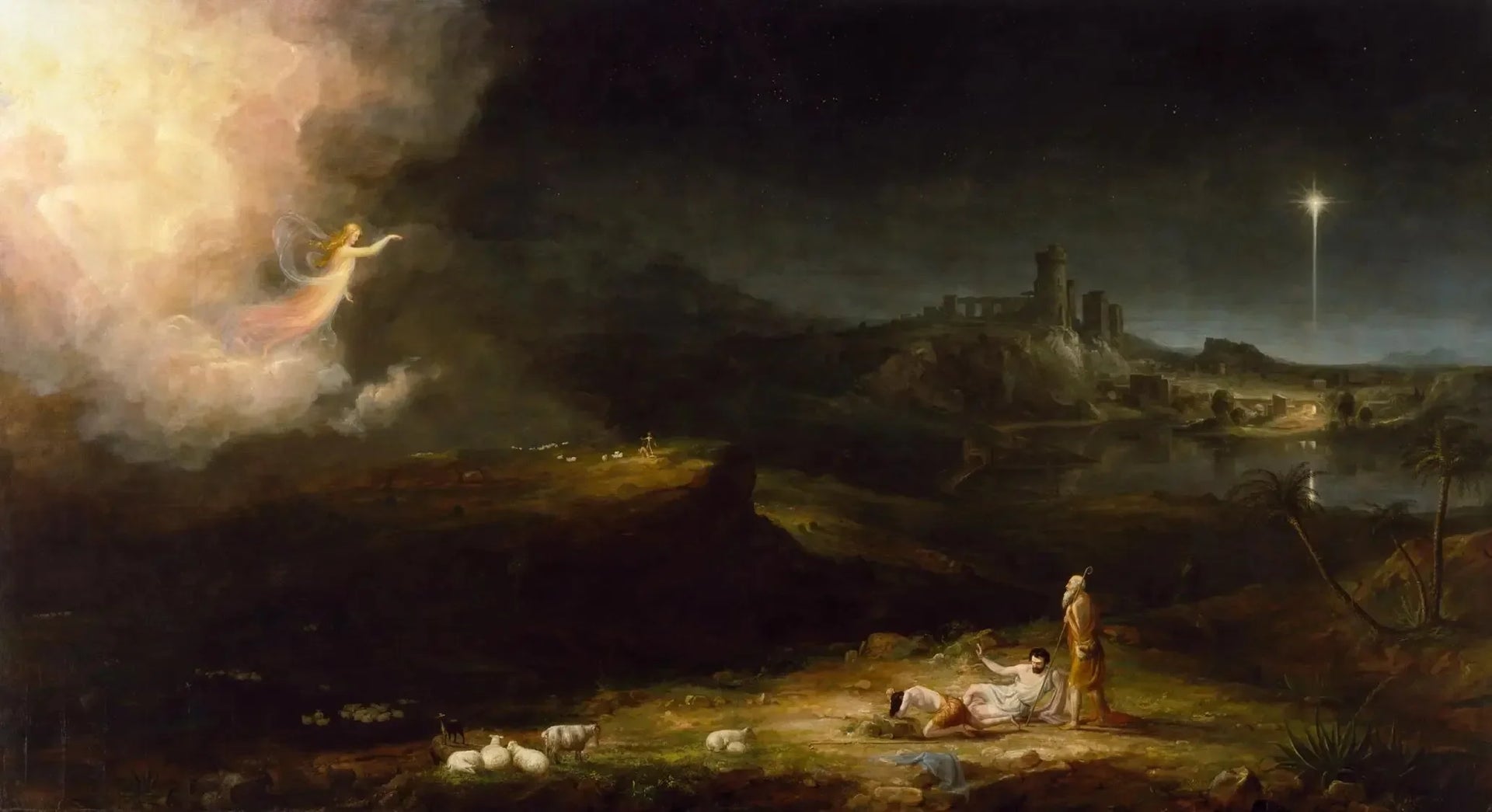 L'ange apparaissant aux bergers - Thomas Cole image 1 reproduction artisanale de tableau