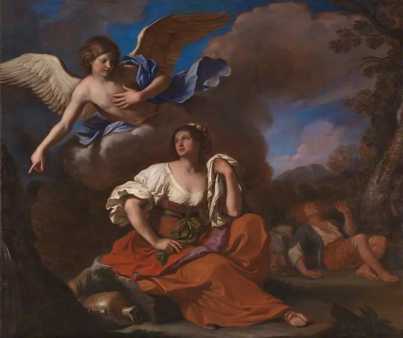 L'ange apparaît à Agar et Ismaël - Guercino image 1 reproduction artisanale de tableau
