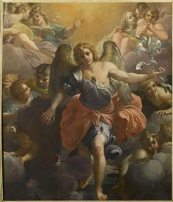 L'ange Gabriel dans une gloire d'anges musiciens et de chérubins - Annibale Carracci