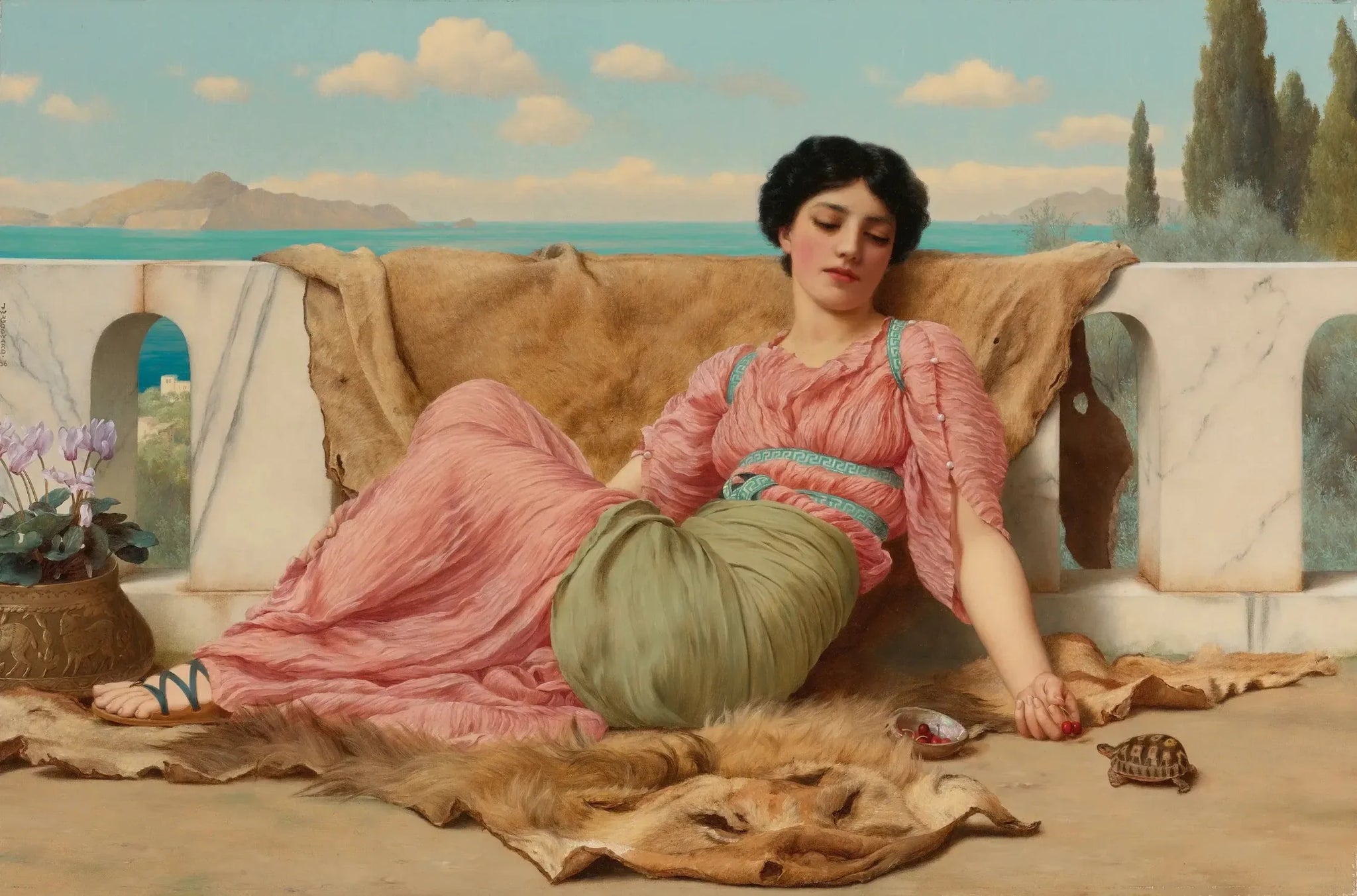 L'Animal de compagnie calme - John William Godward image 1 copie peinte à la main à l’huile