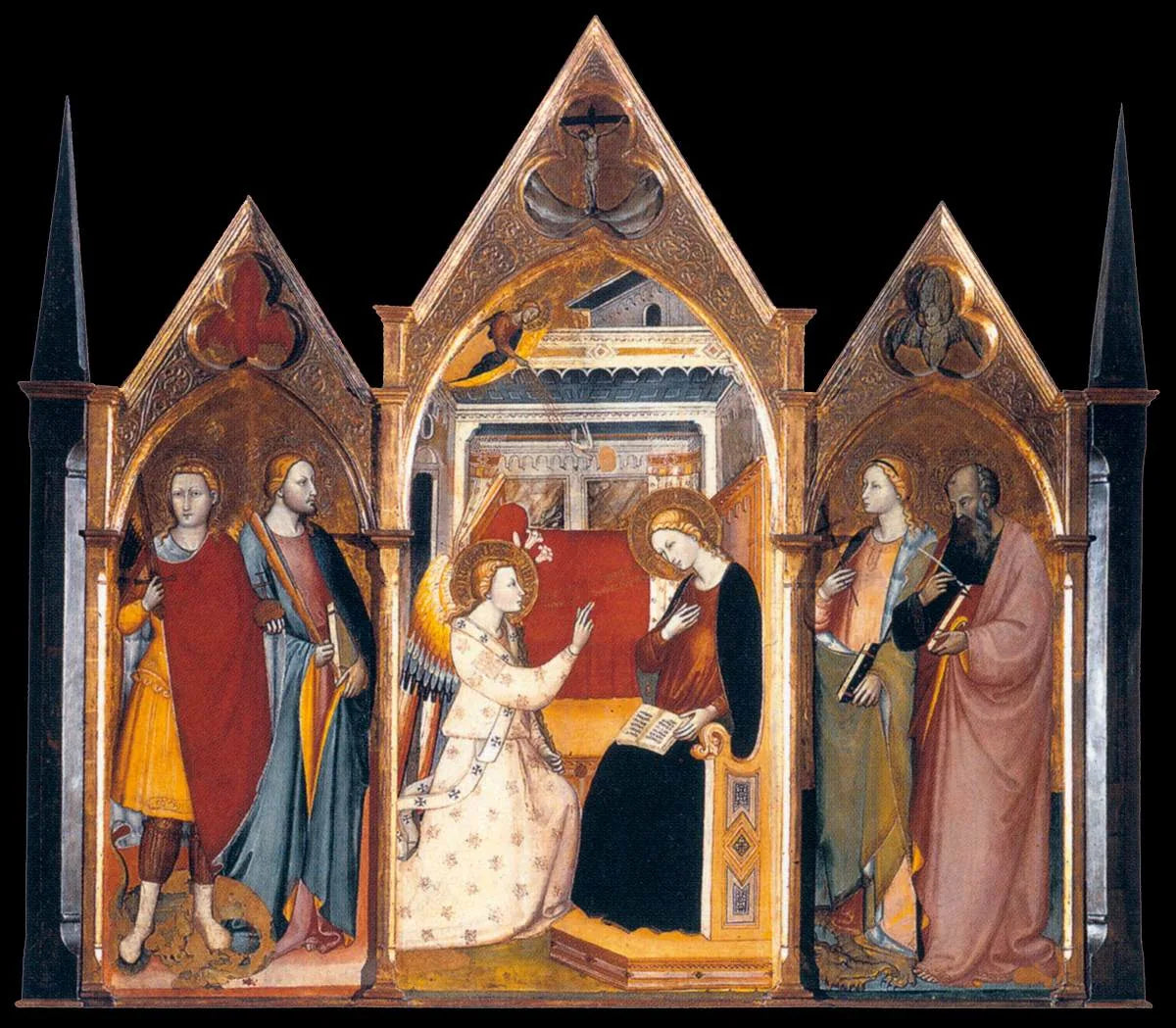L'Annonciation avec quatre saints - Bicci di Lorenzo image 1 copie peinte à la main à l’huile