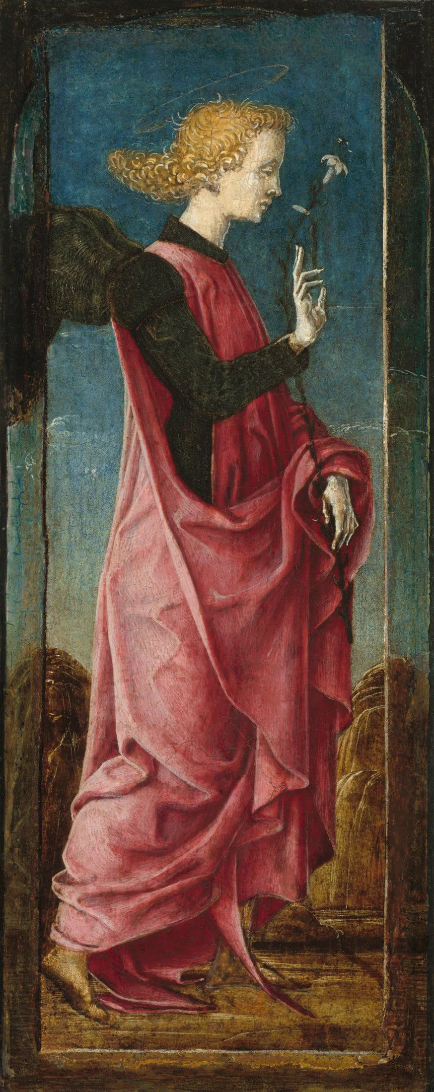 L'Annonciation avec saint François et saint Louis de Toulouse [panneau central gauche] - Cosmè Tura image 1 copie de tableau peinte à la main