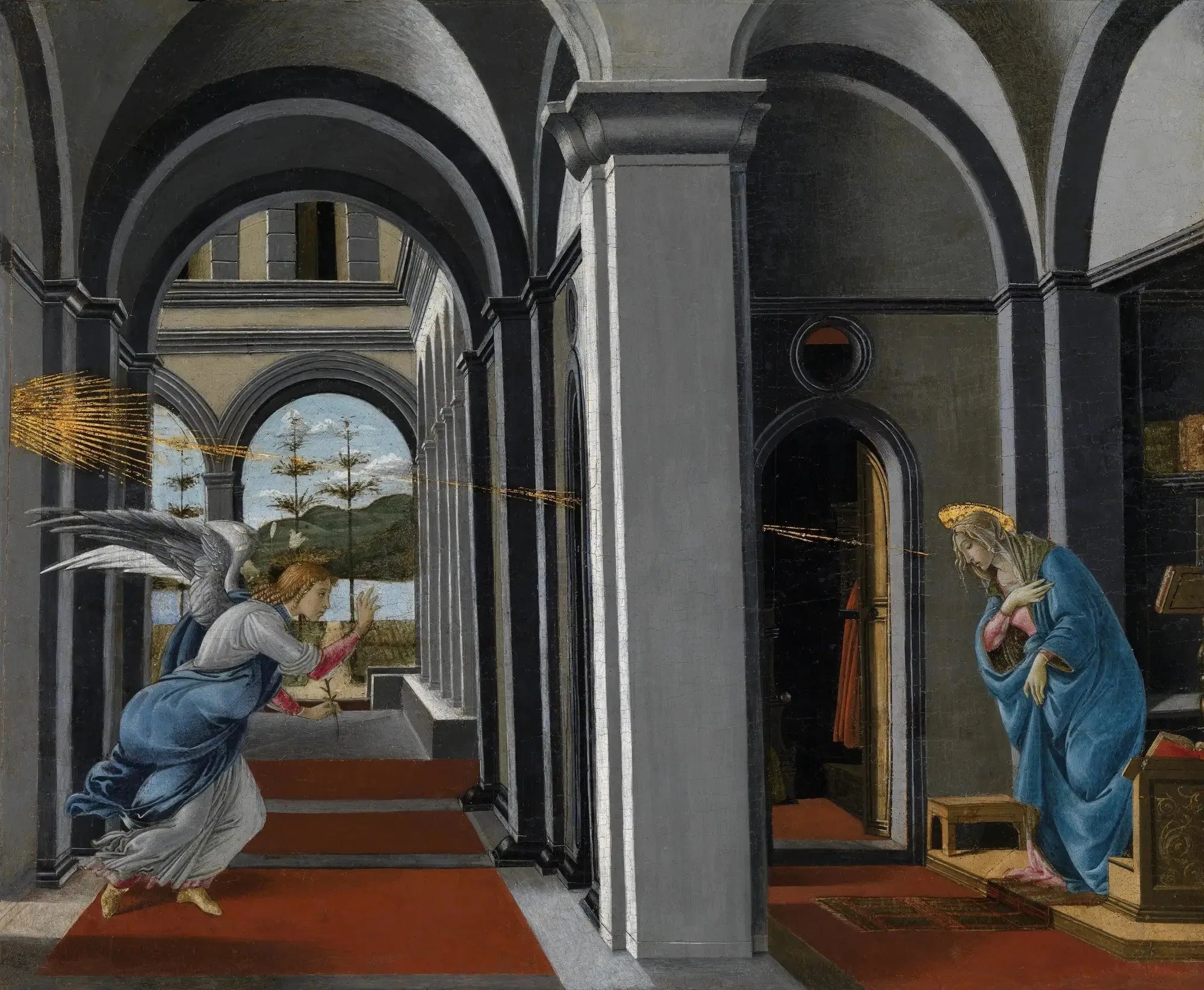L'Annonciation de la église florentine de San Barnaba - Sandro Botticelli image 1 copie peinte à la main à l’huile