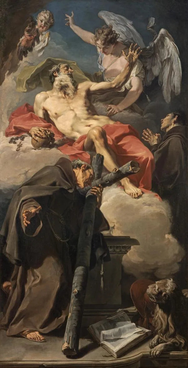 L'apothéose de saint Jérôme avec saint Pierre d'Alcántara et Antonino da Patti - Giovanni Battista Pittoni image 1 tableau peint à l’huile sur toile