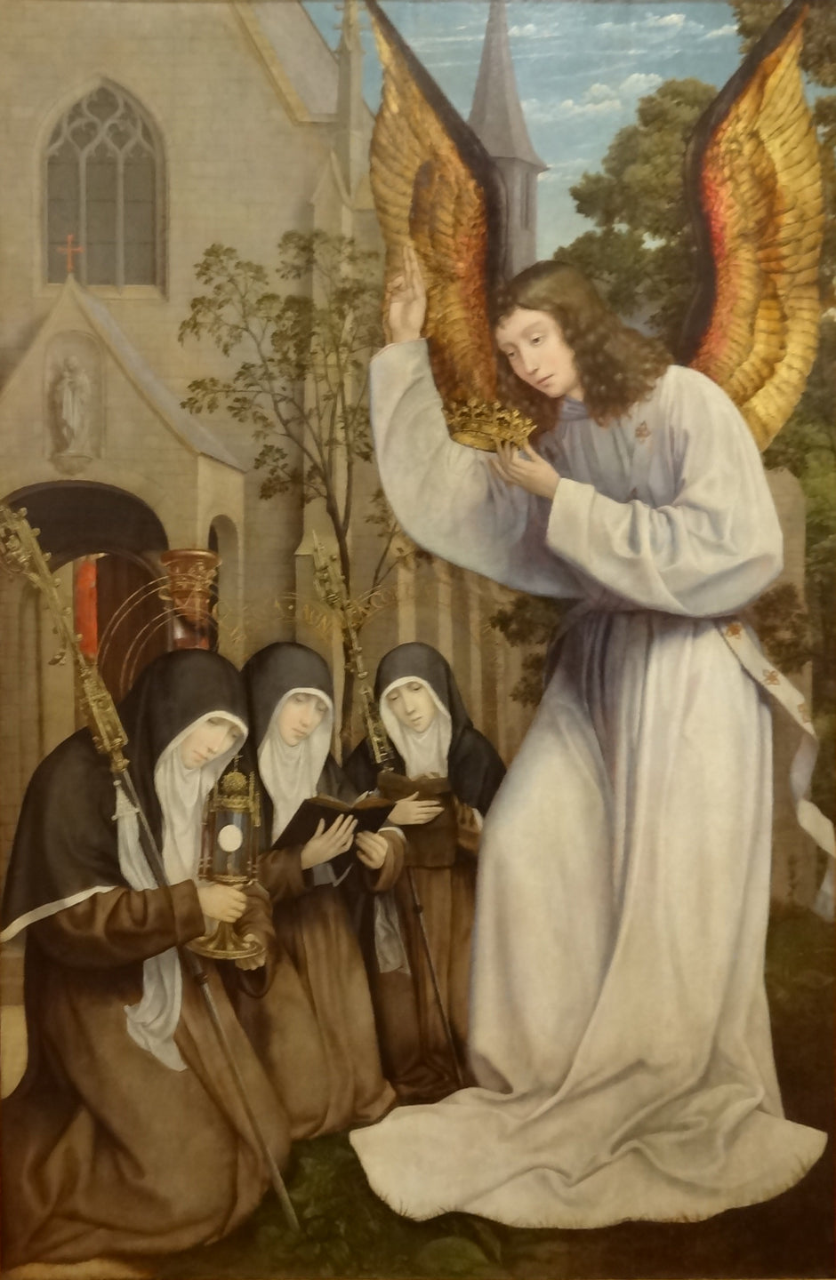 L'Apparition de l'Ange à sainte Claire, sainte Agnès d'Assise et sainte Colette de Corbie - Quentin Metsys image 1 reproduction réalisée par Alpha Reproduction