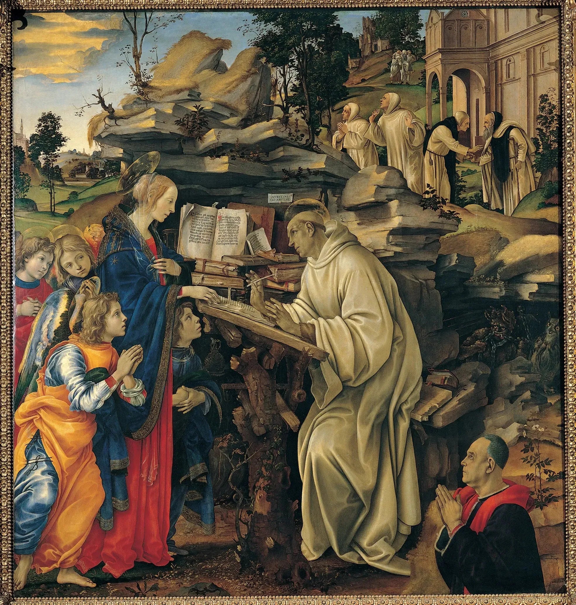 L'Apparition de la Vierge à saint Bernard - Filippino Lippi image 1 reproduction de peinture à l’huile