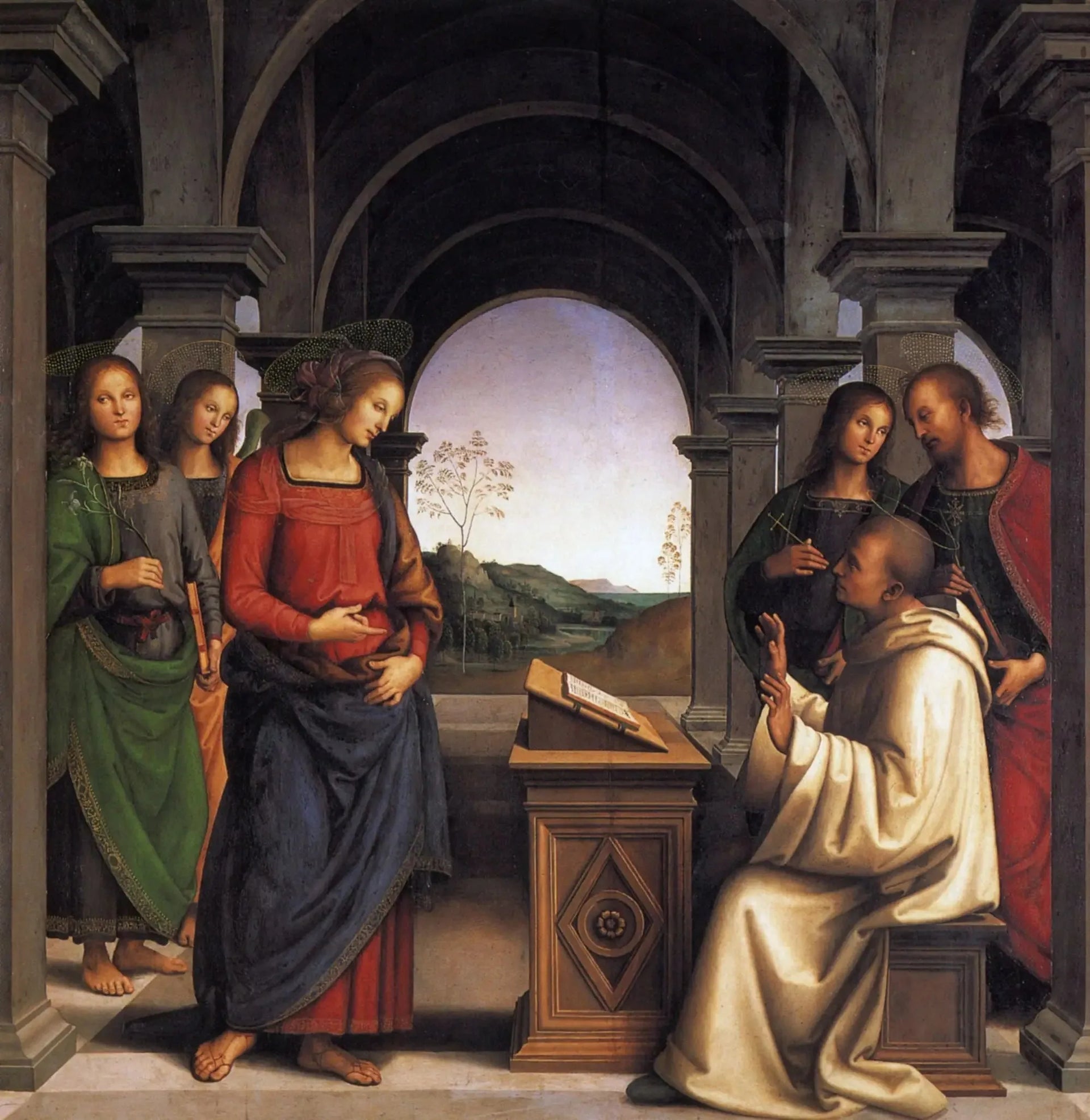 L'Apparition de la Vierge à saint Bernard - Pietro Perugino image 1 reproduction de peinture à l’huile