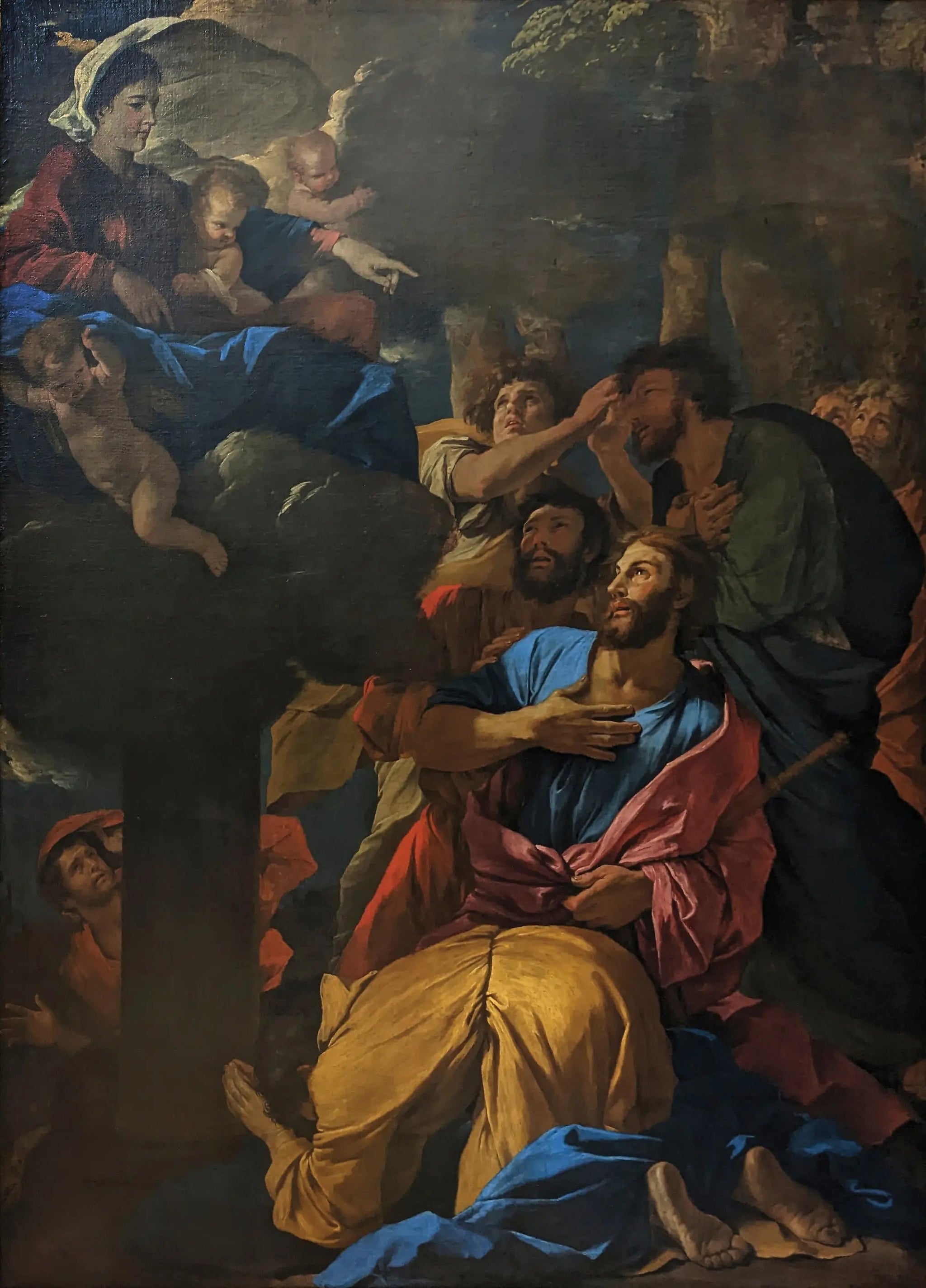 L'Apparition de la Vierge à Saint Jacques le Majeur - Nicolas Poussin image 1 copie de tableau peinte à la main