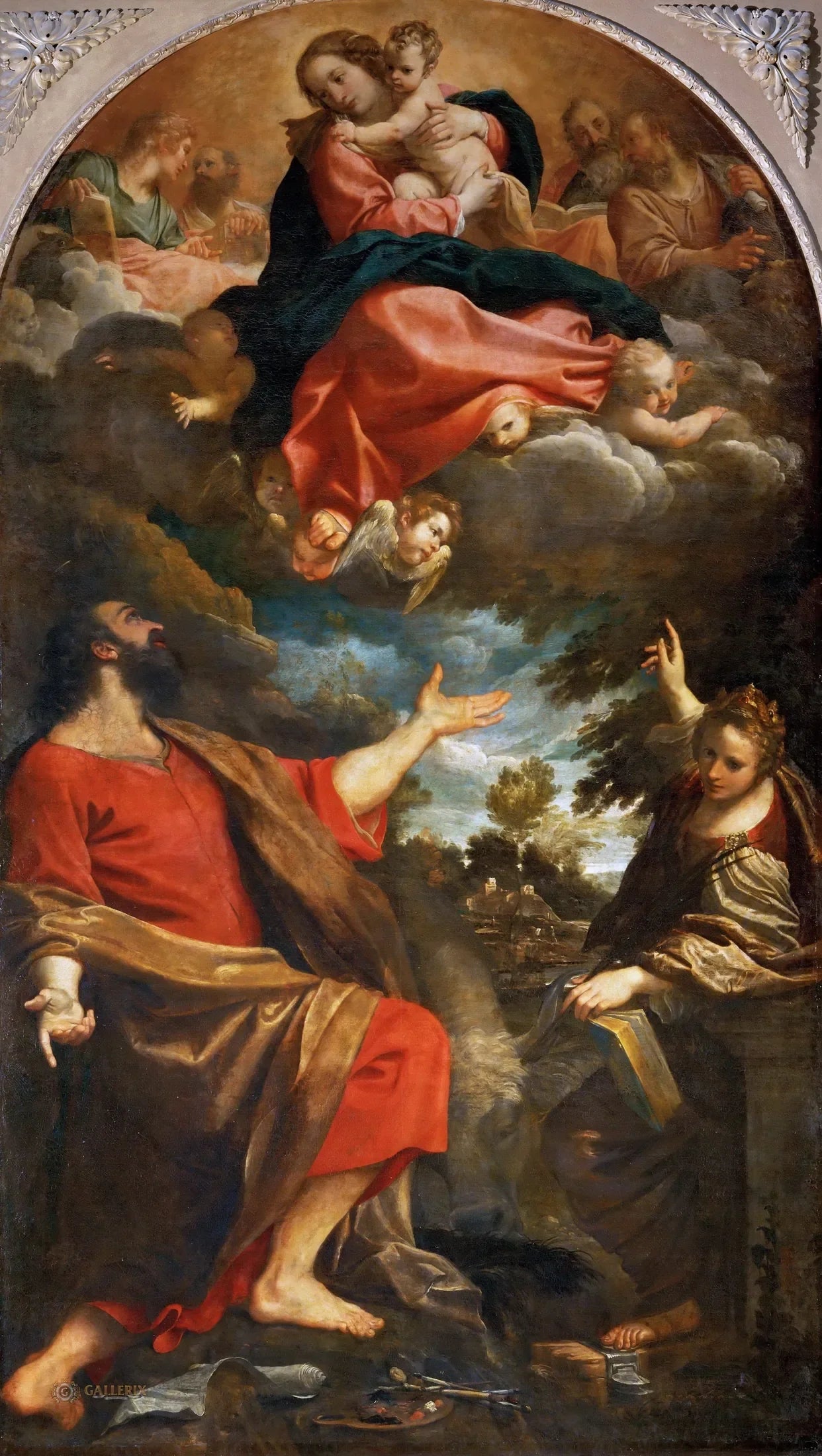 L'Apparition de la Vierge à saint Luc et sainte Catherine - Annibale Carracci image 1 reproduction d’œuvre d’art à l’huile