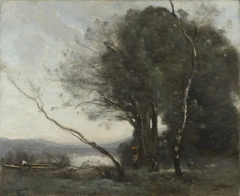 L'arbre penché - Jean-Baptiste Camille Corot image 1 reproduction d’œuvre d’art à l’huile