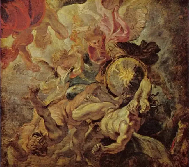 L'archange Michel vainc Satan et les anges rebelles (Apocalypse 12:7-9), 1620 - Peter Paul Rubens image 1 reproduction de peinture à l’huile