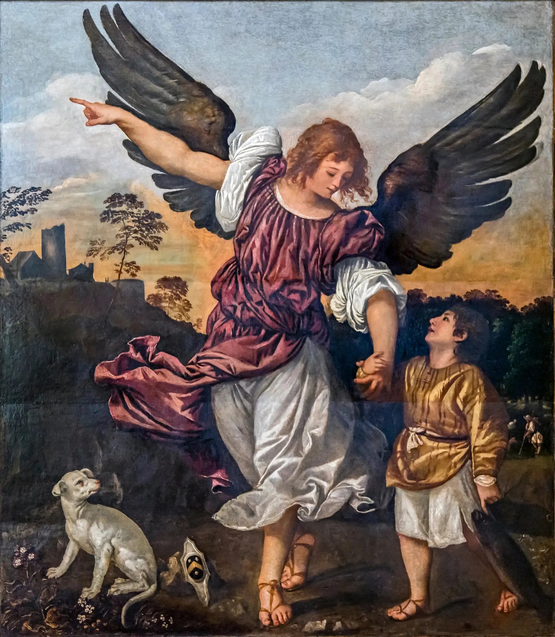 L'Archange Raphaël et Tobi - Titian image 1 copie de tableau peinte à la main