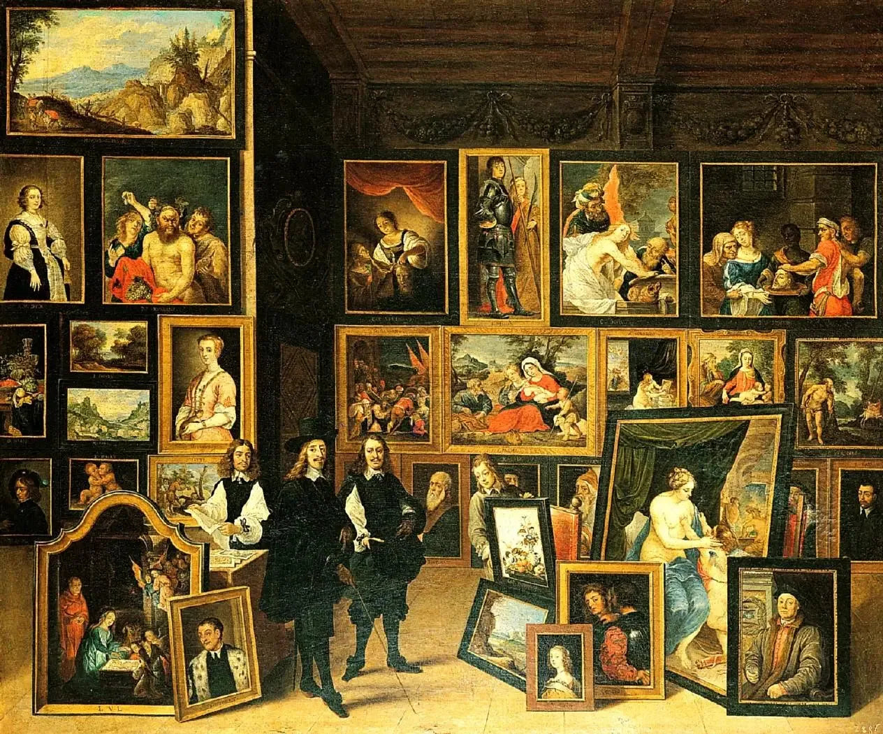 L'Archiduc Léopold-Guillaume dans sa galerie à Bruxelles - David Teniers le Jeune image 1 reproduction de peinture à l’huile