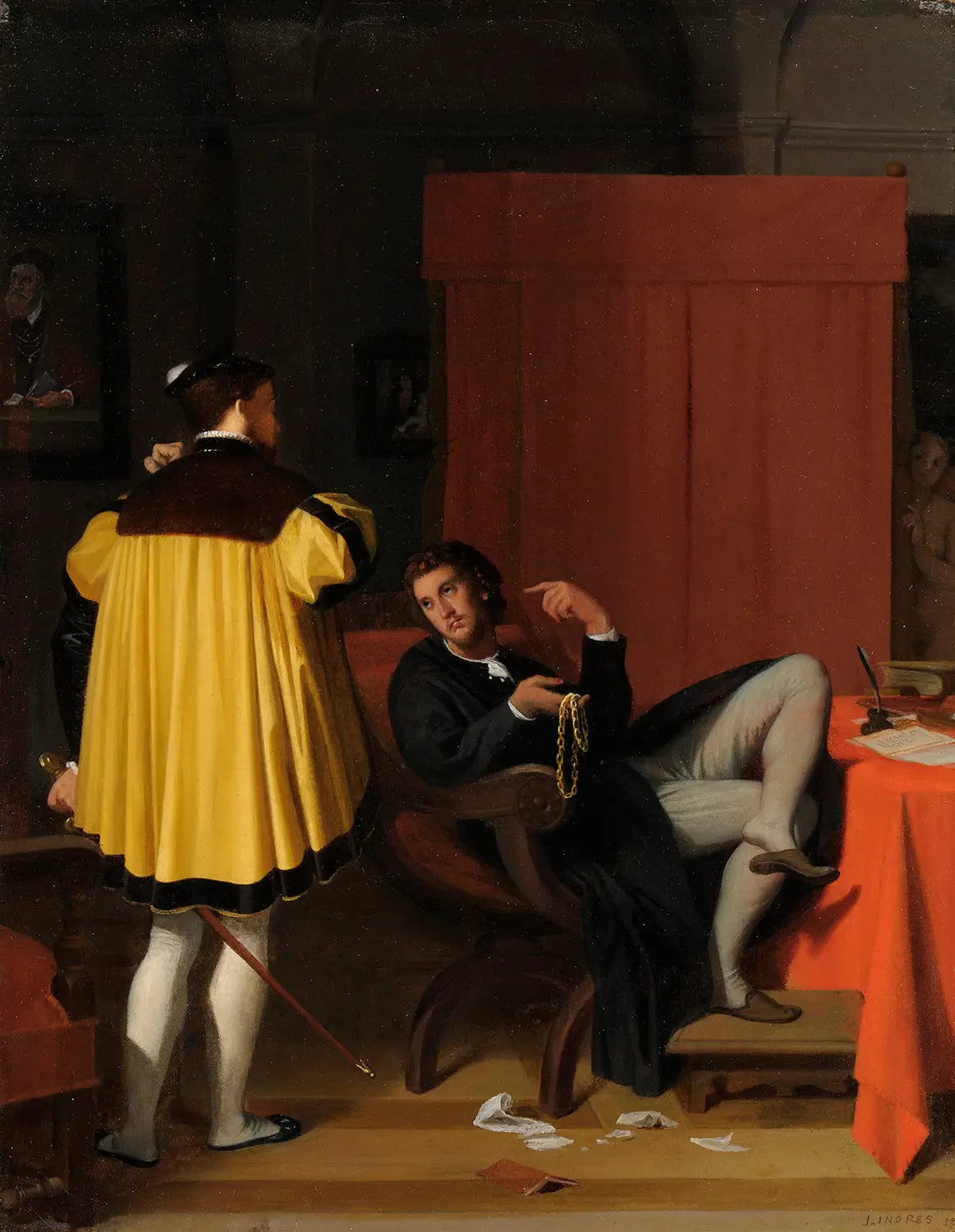 L'Arétin et l'envoyé de Charles Quint - Jean-Auguste-Dominique Ingres image 1 reproduction artisanale de tableau
