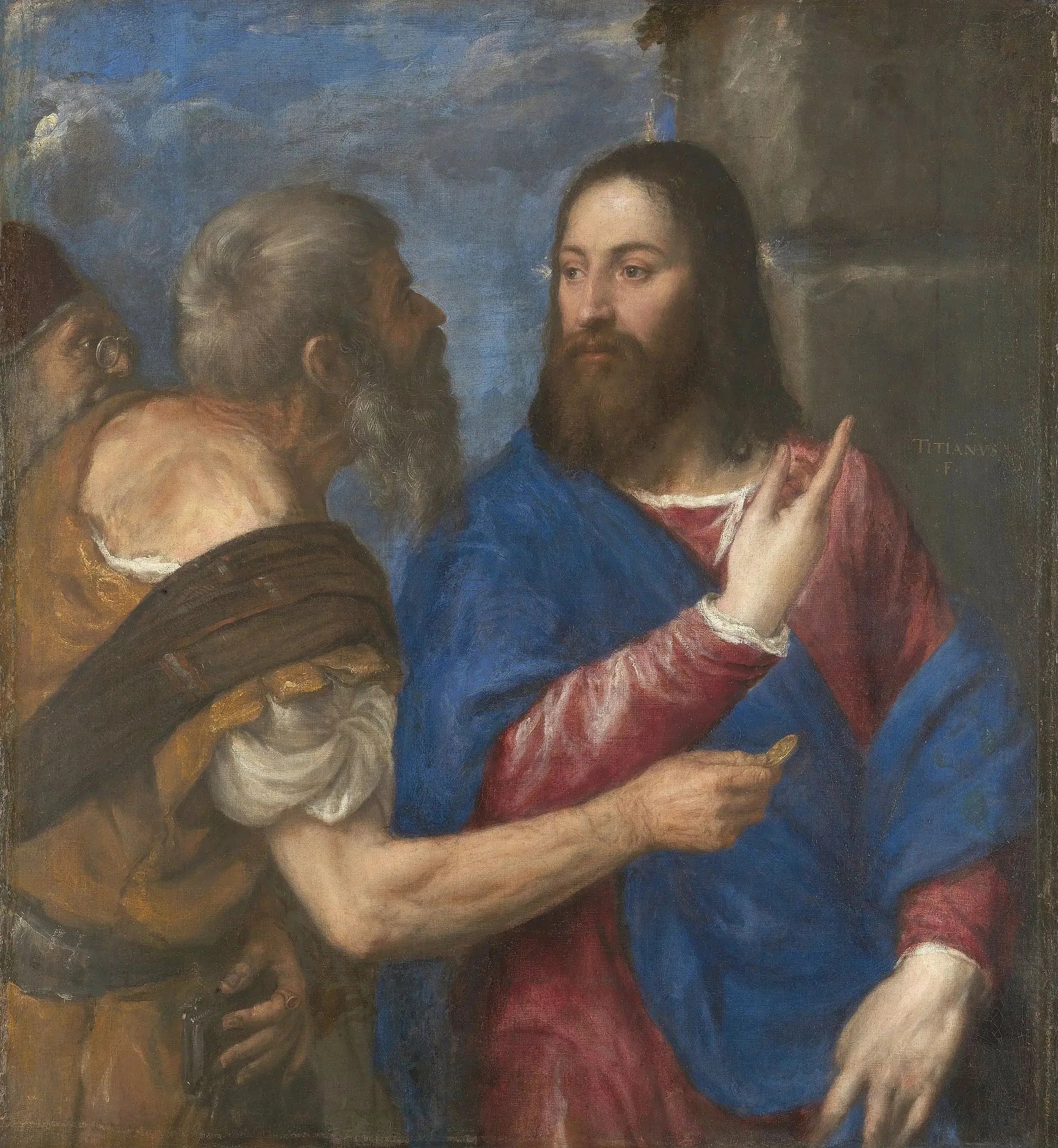 L'argent du tribut - Titian image 1 copie de tableau peinte à la main