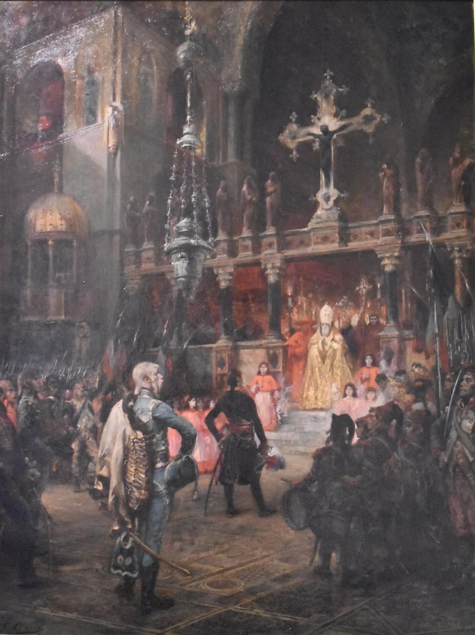 L'armée française dans l'église San Marco à Venise - Georges Clairin image 1 reproduction artisanale de tableau