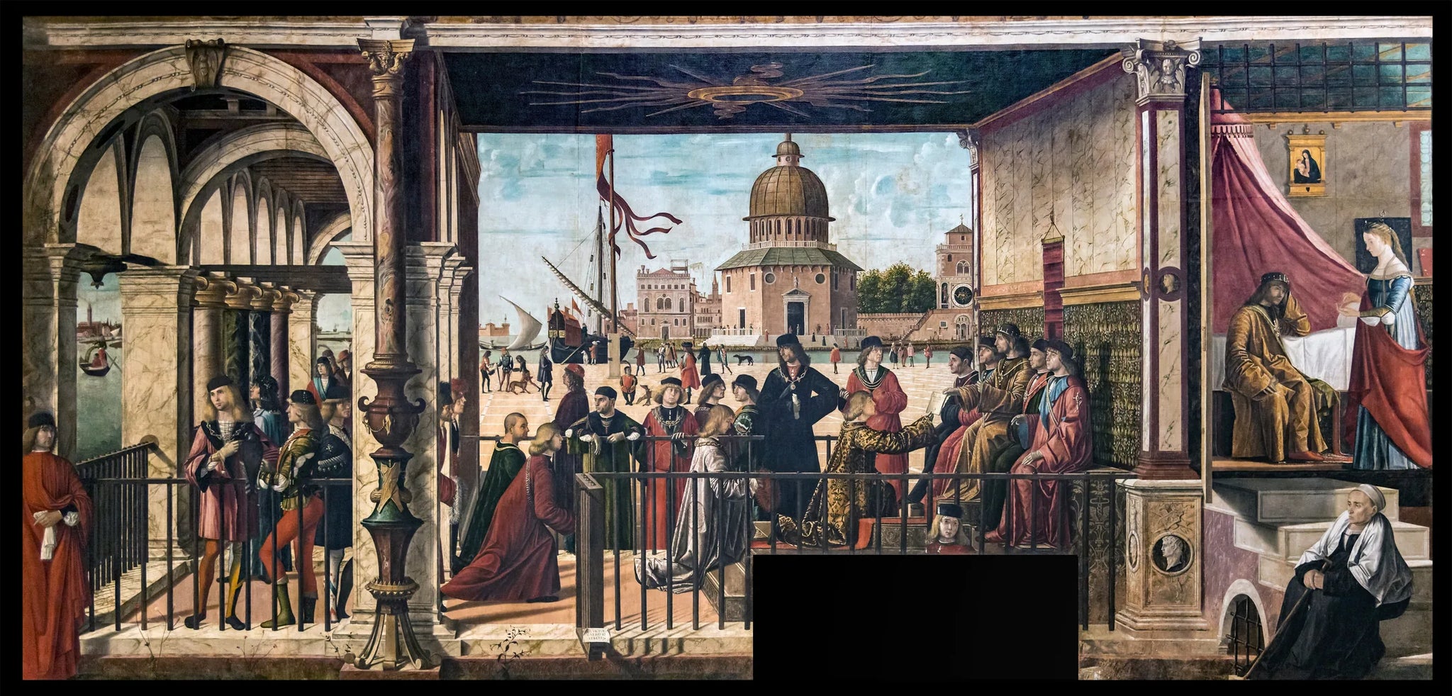 L'Arrivée des ambassadeurs anglais à la cour du roi de Bretagne - Vittore Carpaccio image 1 copie peinte à la main à l’huile