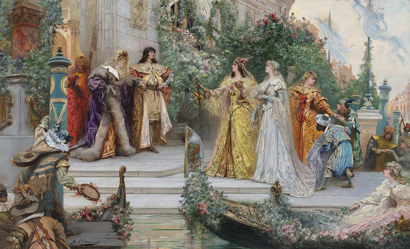 L'arrivée des invités, Venise - Georges Clairin image 1 tableau peint à l’huile sur toile
