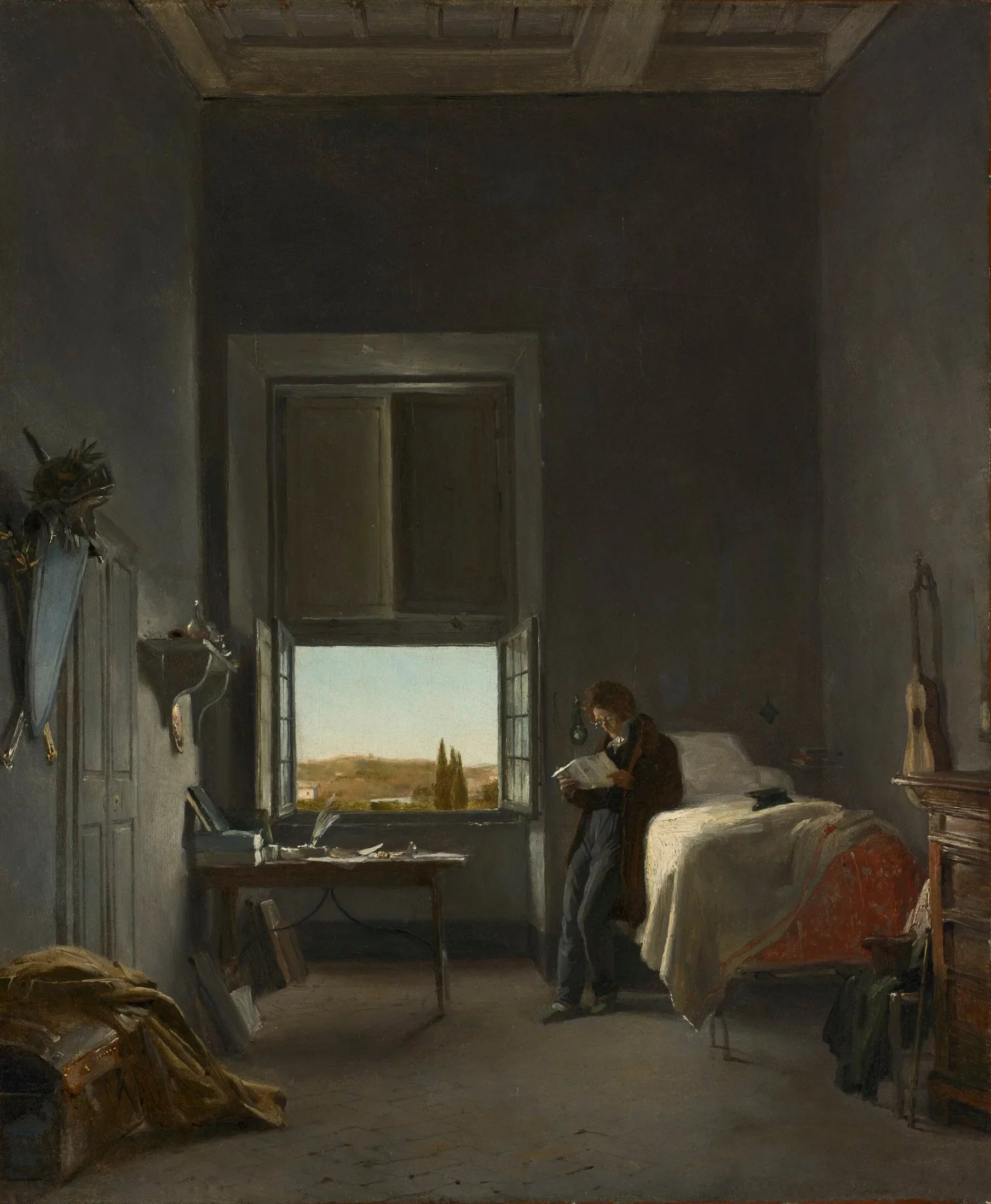 L'Artiste dans sa chambre à la Villa Médicis - Léon Cogniet image 1 reproduction artisanale de tableau