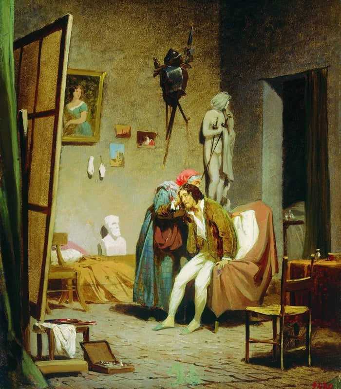 L'artiste malade - Fyodor Bronnikov image 1 copie peinte à la main à l’huile