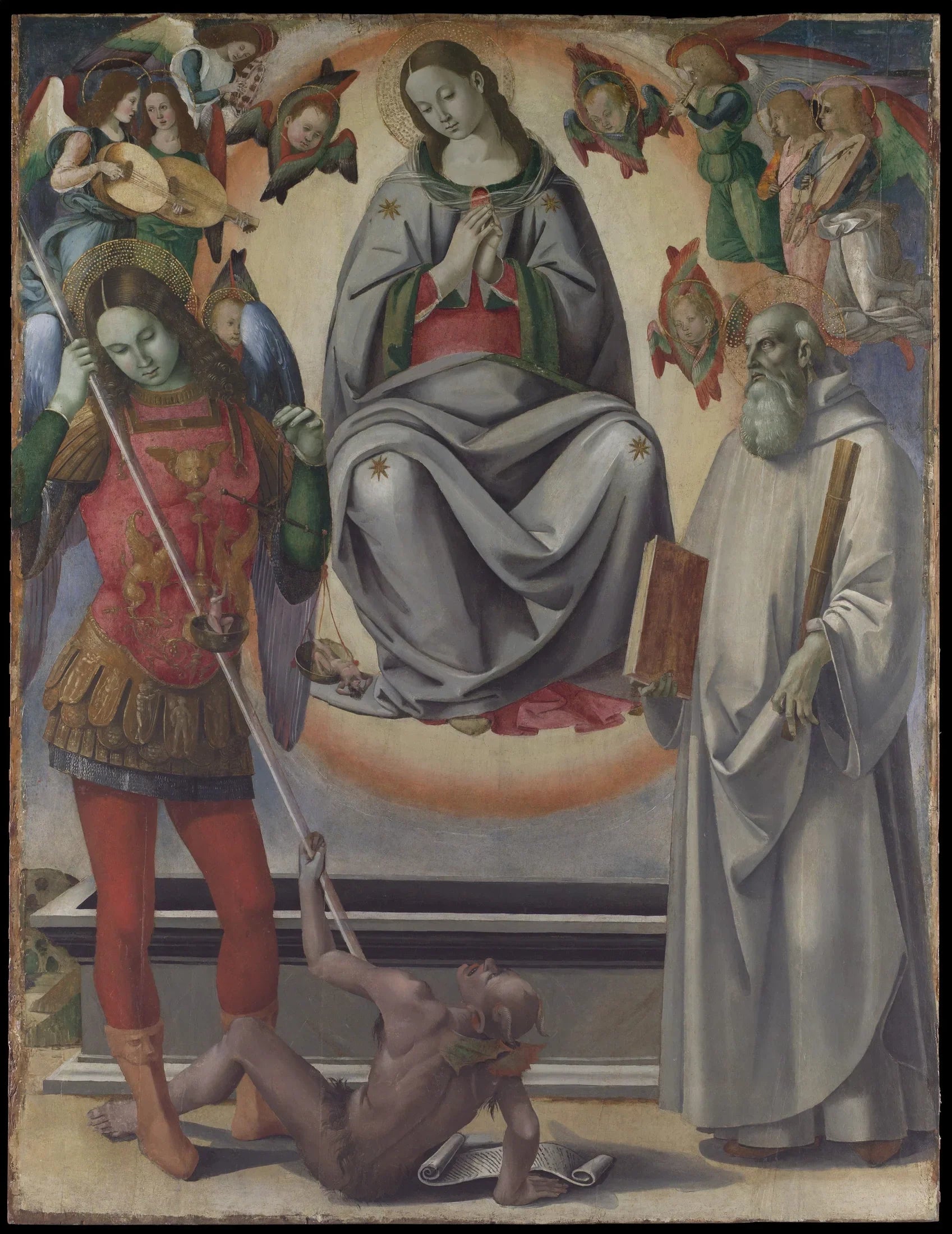 L'Assomption de la Vierge avec les saints Michel et Benoît - Luca Signorelli image 1 copie peinte à la main à l’huile