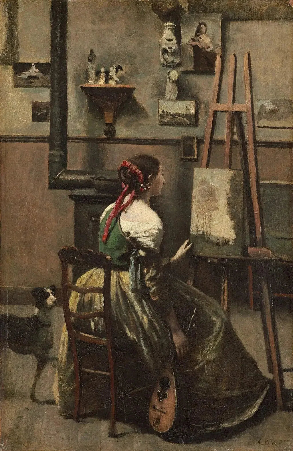 L'Atelier de l'artiste - Jean-Baptiste Camille Corot image 1 copie de tableau peinte à la main