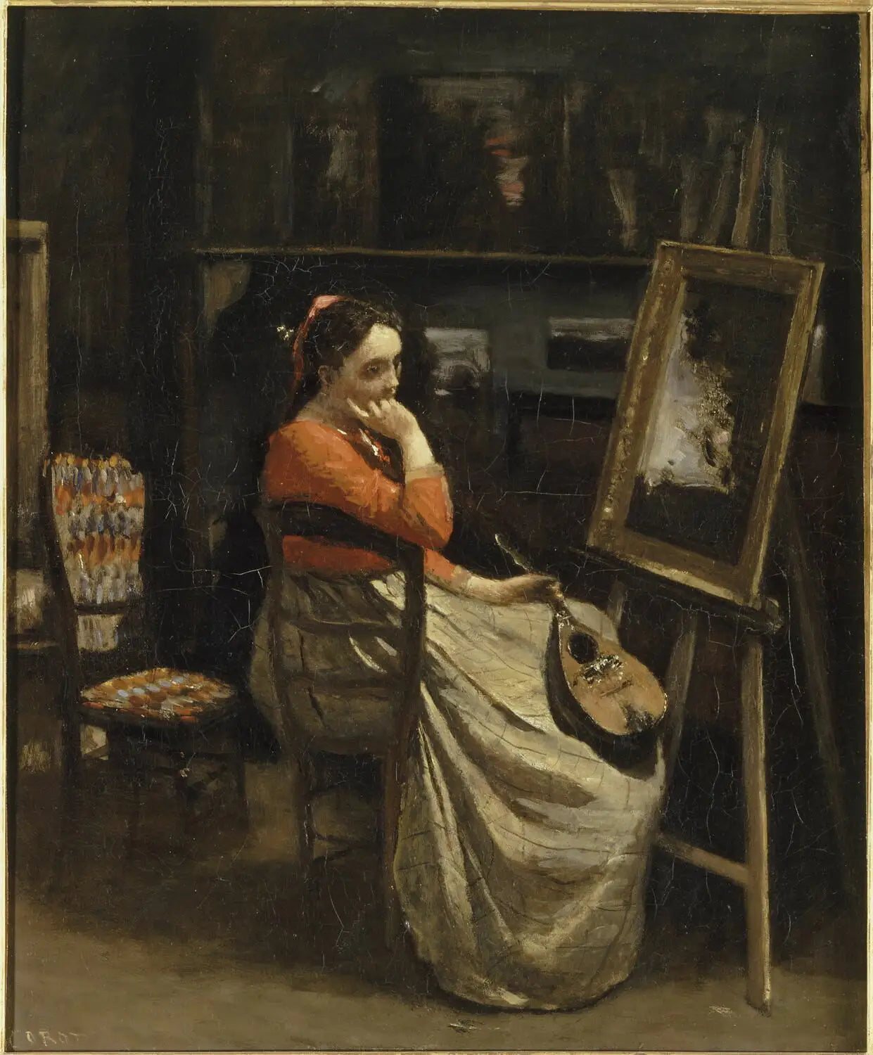 L'Atelier de Corot - Jean-Baptiste Camille Corot image 1 copie peinte à la main à l’huile