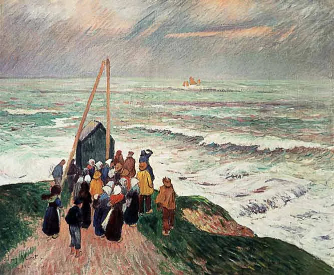 L'attente du retour des pêcheurs - Henry Moret image 1 reproduction artisanale de tableau