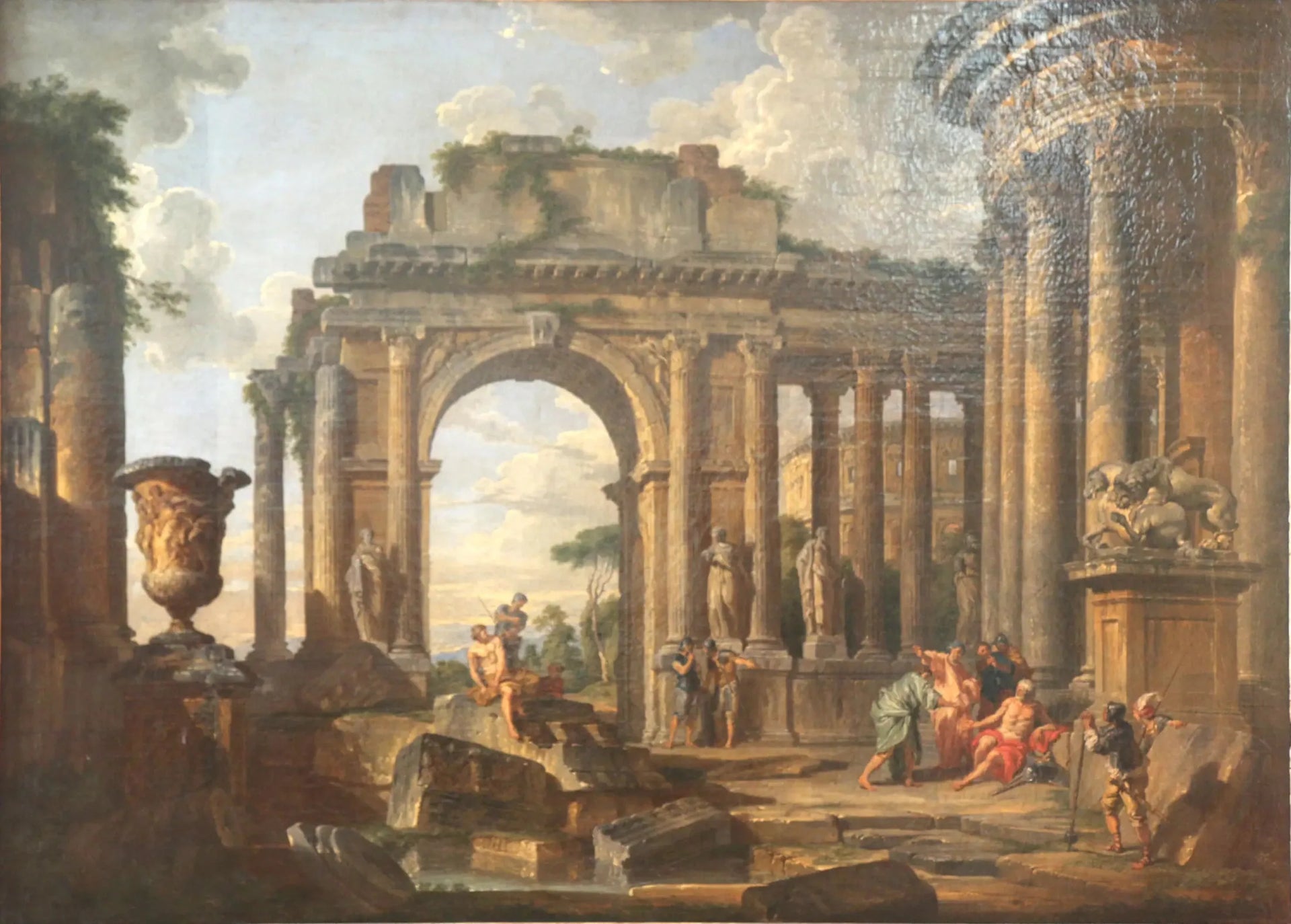 L'Aumône à Bélisaire dans des ruines - Giovanni Paolo Panini image 1 copie peinte à la main à l’huile