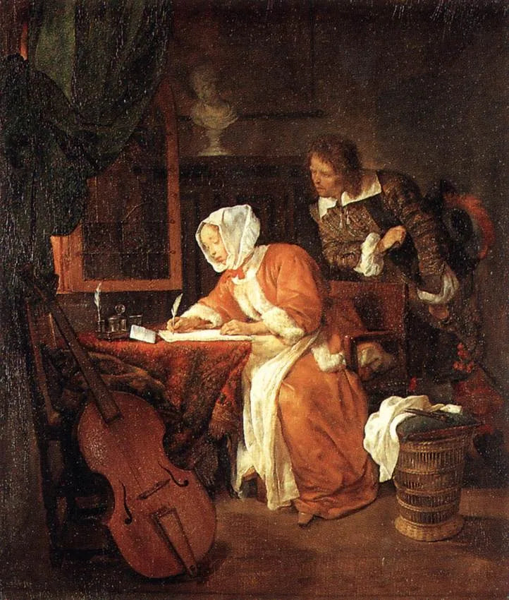 L'auteur de la lettre surpris - Gabriel Metsu image 1 copie de tableau peinte à la main