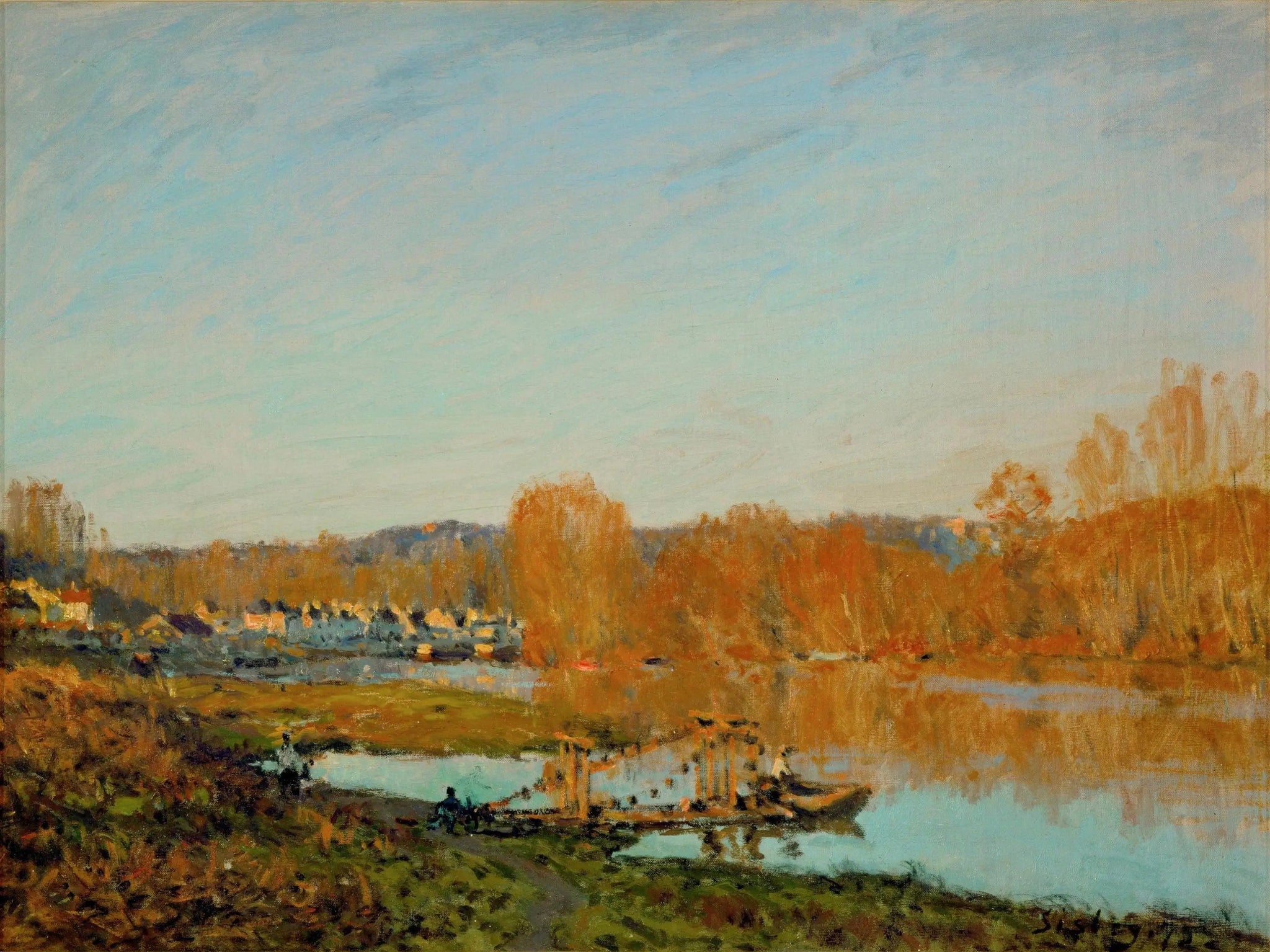 L'Automne - Bord de la Seine près de Bougival - Alfred Sisley image 1 copie de tableau peinte à la main