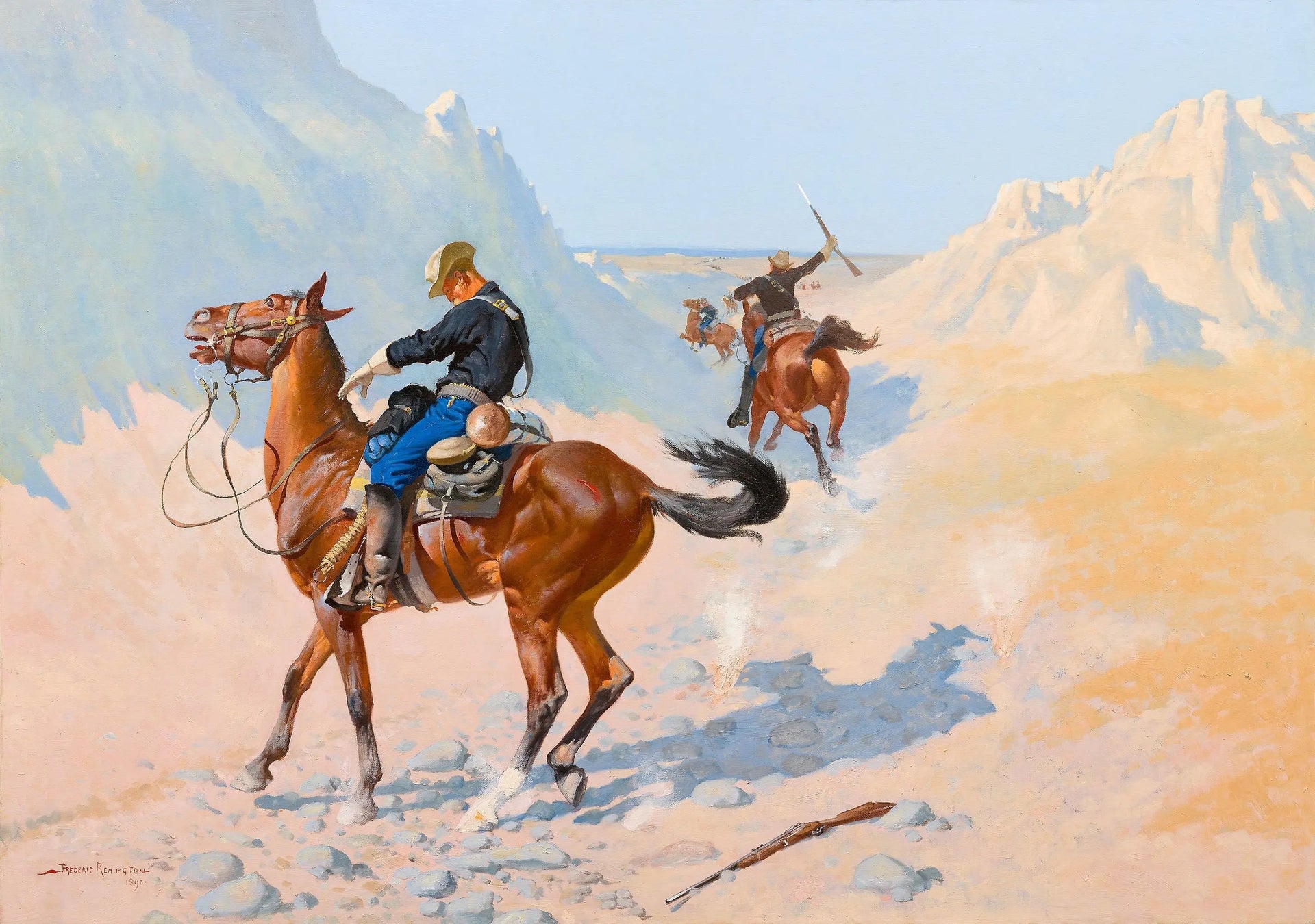 L'avant-garde ou le sacrifice militaire (l'embuscade) - Frederic Remington image 1 tableau peint à l’huile sur toile